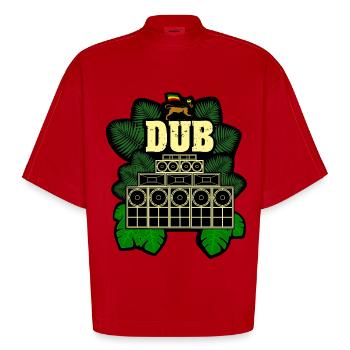 Système de sonorisation dub - T-shirt bio épais oversize Boxy fabriqué en UE - rouge - Devant