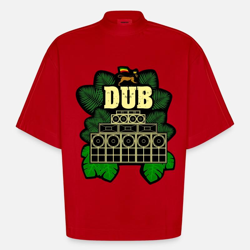 Système de sonorisation dub - T-shirt bio épais oversize Boxy fabriqué en UE - rouge