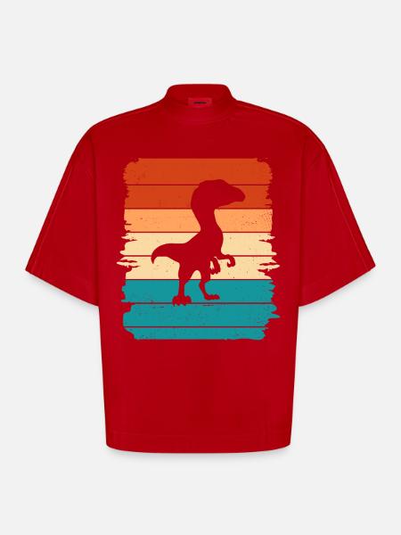 Dino - Heavyweight Oversized Organic Boxy T-Shirt Made in EU - red