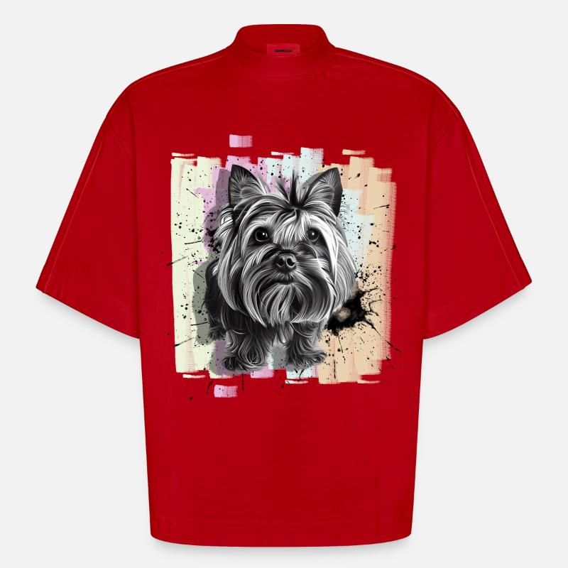 Yorkshire Terrier - Heavyweight Oversized Organic Boxy T-Shirt Made in EU - Rot