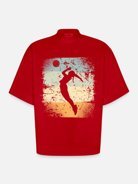 Volleyball - Heavyweight Oversized Organic Boxy T-Shirt Made in EU - red