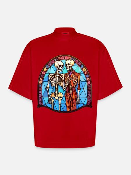 Vitrail d’Halloween - T-shirt bio épais oversize Boxy fabriqué en UE - rouge