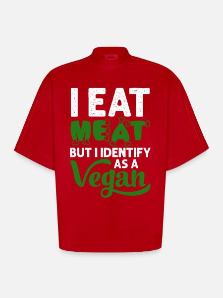 Véganisme végétalien - T-shirt bio épais oversize Boxy fabriqué en UE - rouge