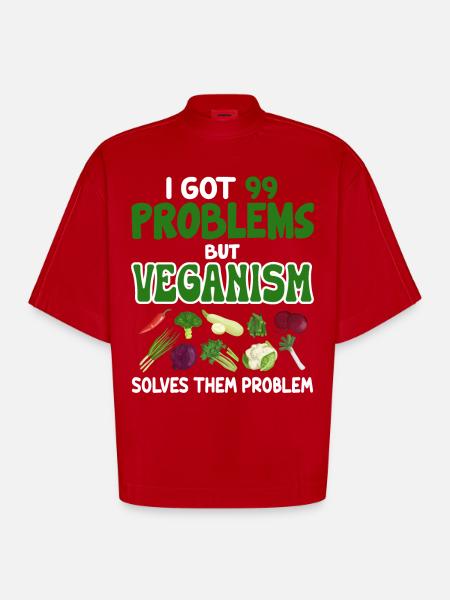 Véganisme végétalien - T-shirt bio épais oversize Boxy fabriqué en UE - rouge