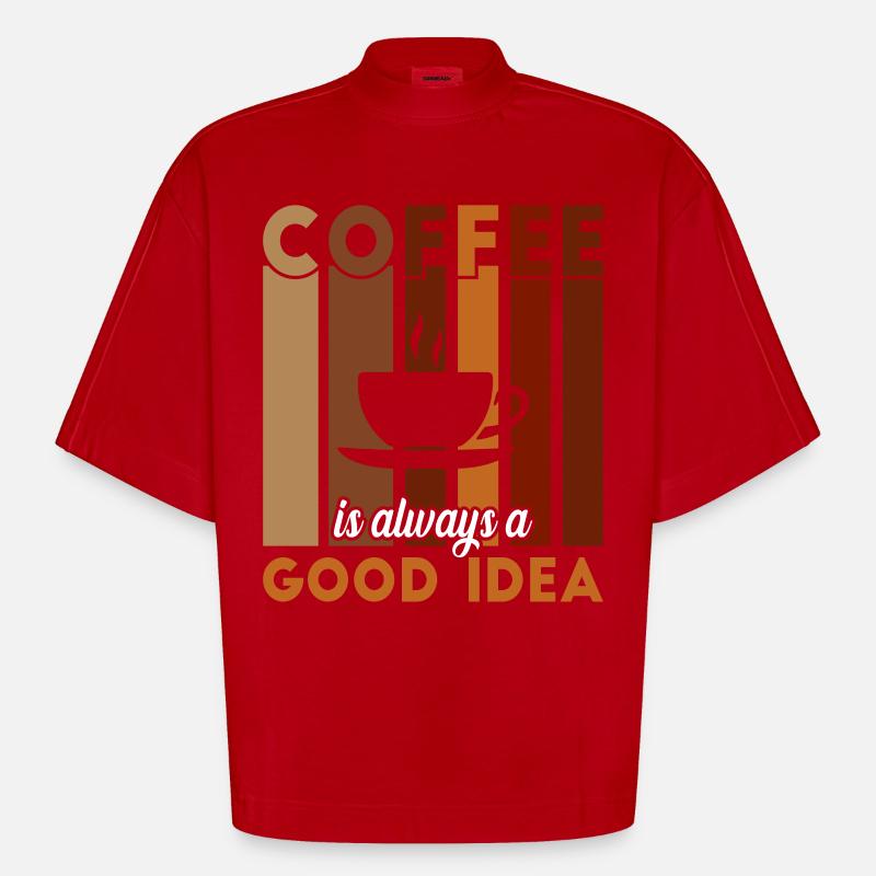 Kaffee - Heavyweight Oversized Organic Boxy T-Shirt Made in EU - Rot