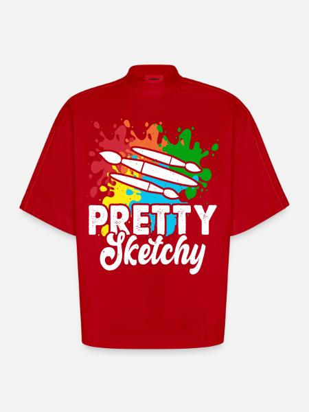 Artist - Heavyweight Oversized Organic Boxy T-Shirt Made in EU - red