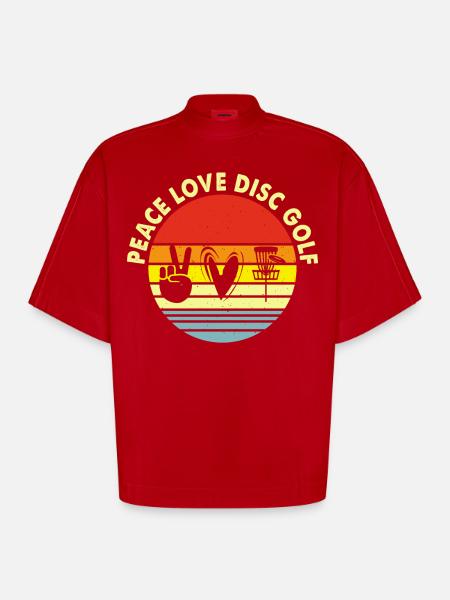 Discgolf Disc Golf - T-shirt bio épais oversize Boxy fabriqué en UE - rouge