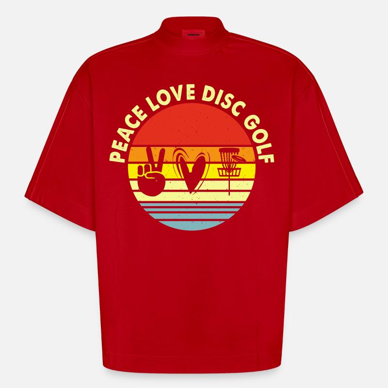 Discgolf Disc Golf - T-shirt bio épais oversize Boxy fabriqué en UE - rouge