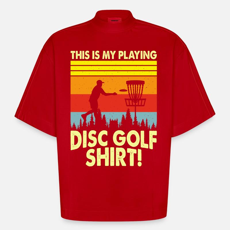 Discgolf Disc Golf - Heavyweight Oversized Organic Boxy T-Shirt Made in EU - red