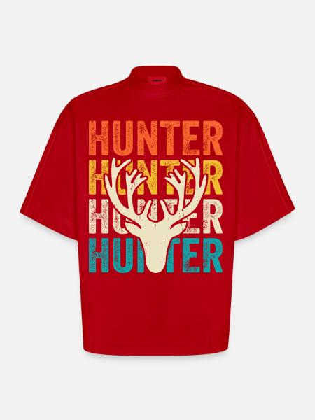 Chasseurs de chasse - T-shirt bio épais oversize Boxy fabriqué en UE - rouge