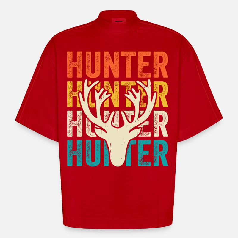 Chasseurs de chasse - T-shirt bio épais oversize Boxy fabriqué en UE - rouge