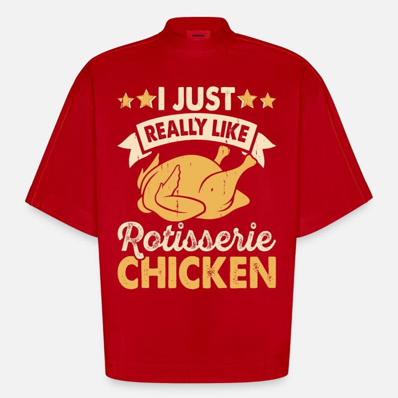 Chickens Chicken - Heavyweight Oversized Organic Boxy T-Shirt Made in EU - red
