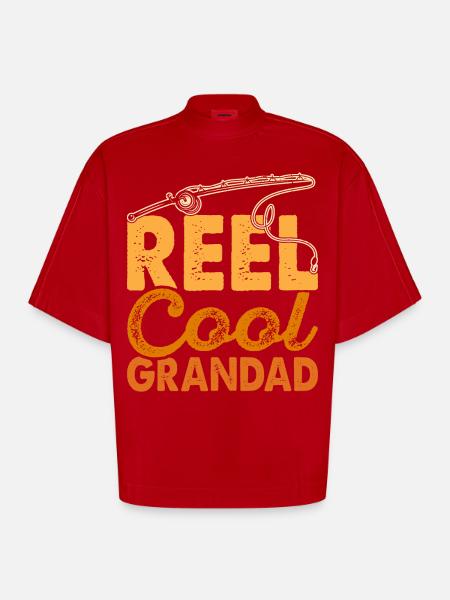 Opa Angler Angeln Fischen - Heavyweight Oversized Organic Boxy T-Shirt Made in EU - Rot