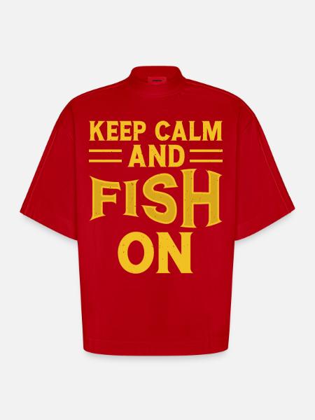 Anglers Fishing Fishing - Heavyweight Oversized Organic Boxy T-Shirt Made in EU - red