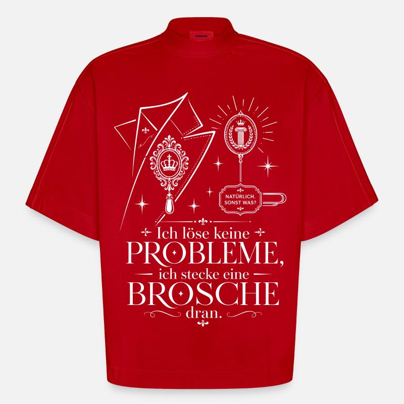 Ich stecke eine Brosche dran - Heavyweight Oversized Organic Boxy T-Shirt Made in EU - Rot