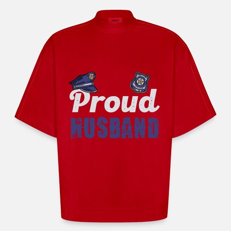 Stolzer Ehemann Polizei Partner - Heavyweight Oversized Organic Boxy T-Shirt Made in EU - Rot