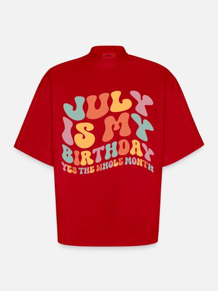 July Birthday - Heavyweight Oversized Organic Boxy T-Shirt Made in EU - red