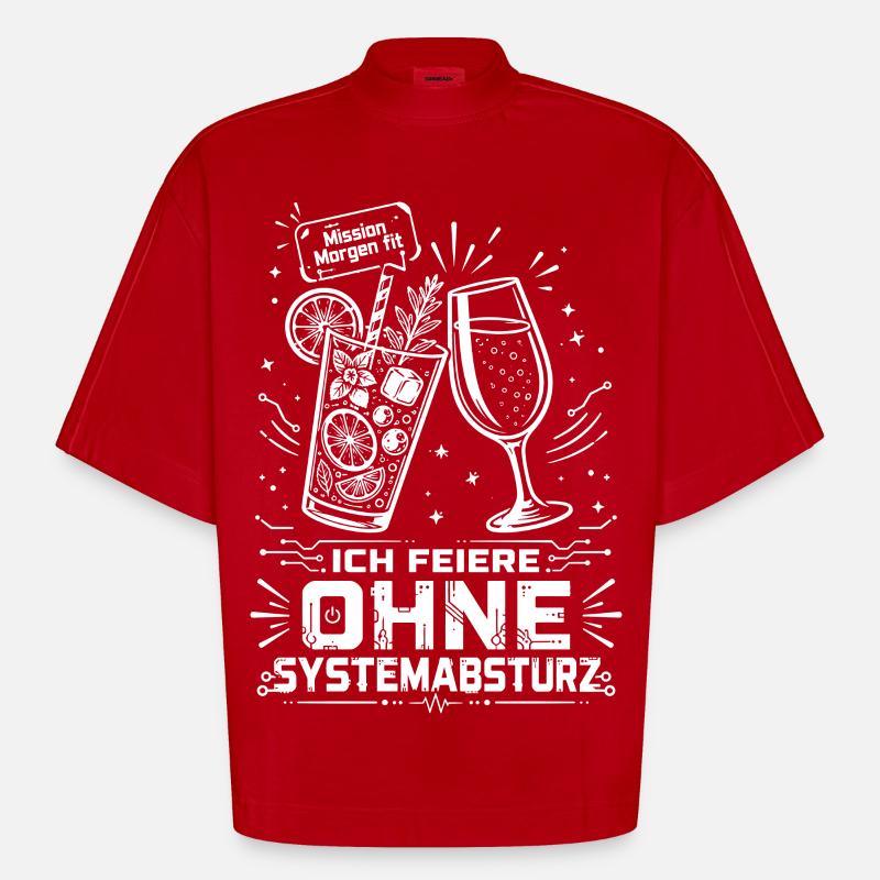 Ich feiere ohne Systemabsturz - Heavyweight Oversized Organic Boxy T-Shirt Made in EU - Rot