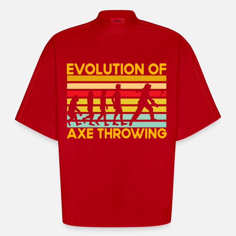 Évolution du lancer de hache - T-shirt bio épais oversize Boxy fabriqué en UE - rouge