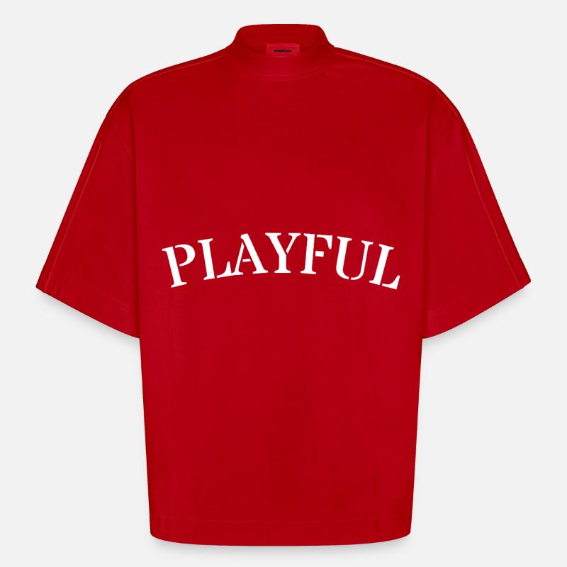 Verspielt Minimal Text Design Spruch - Heavyweight Oversized Organic Boxy T-Shirt Made in EU - Rot