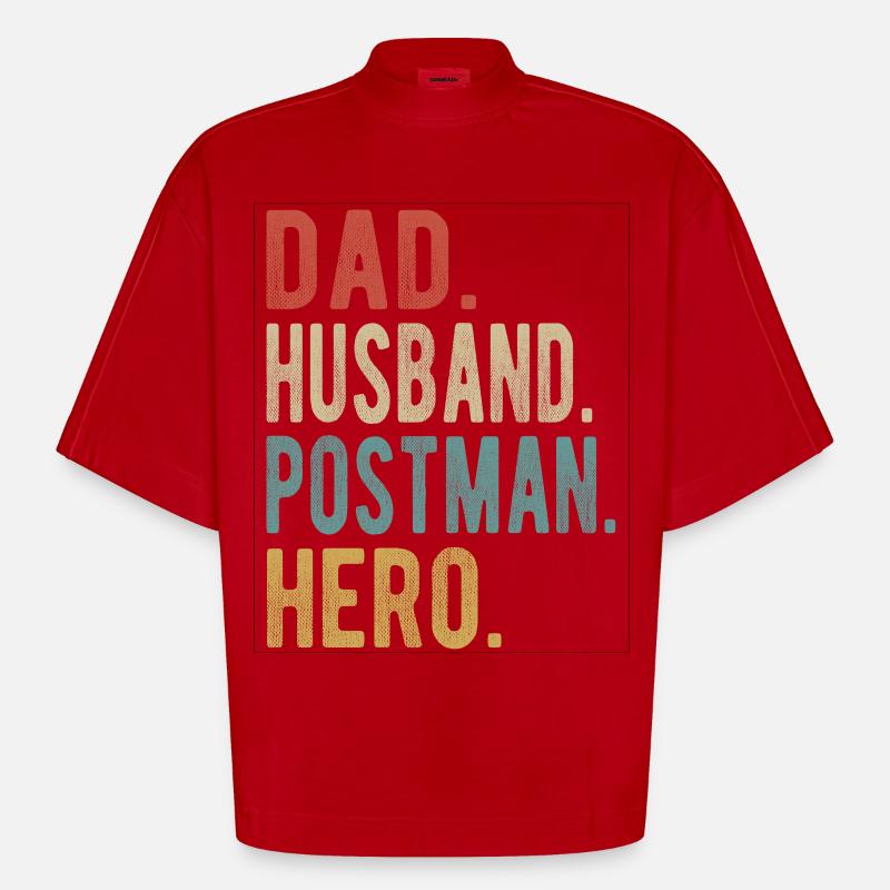 Postbote Papa Ehemann Held - Heavyweight Oversized Organic Boxy T-Shirt Made in EU - Rot