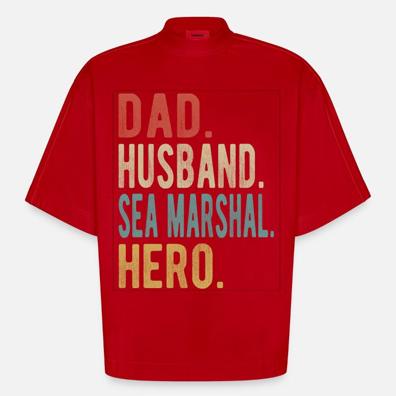 Seemarsch Papa Ehemann Held - Heavyweight Oversized Organic Boxy T-Shirt Made in EU - Rot