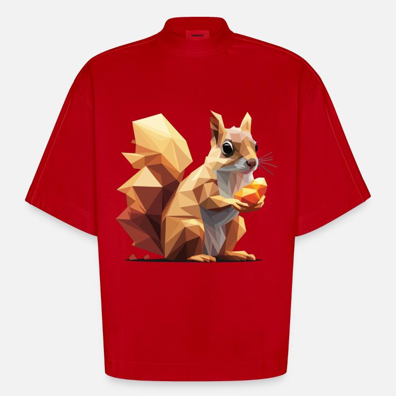 Low-Poly Eichhörnchen - Heavyweight Oversized Organic Boxy T-Shirt Made in EU - Rot