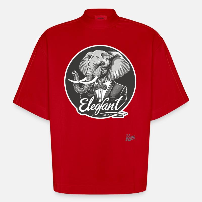 L’éléphant Eleg : l’éléphant élégant - T-shirt bio épais oversize Boxy fabriqué en UE - rouge