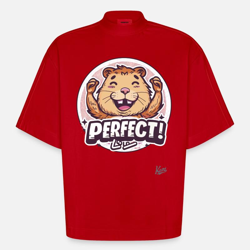 Der perfekte glückliche Biber - Heavyweight Oversized Organic Boxy T-Shirt Made in EU - Rot