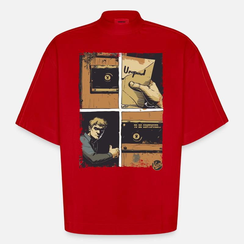 Der Brief: Ein Comic - Heavyweight Oversized Organic Boxy T-Shirt Made in EU - Rot