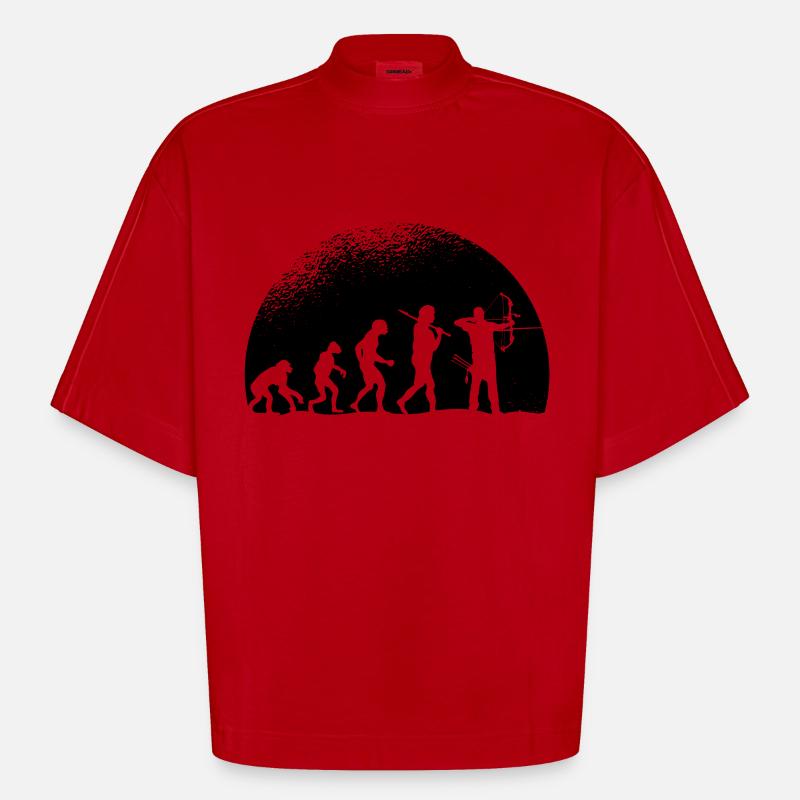 Evolution Bogenschießen - Heavyweight Oversized Organic Boxy T-Shirt Made in EU - Rot