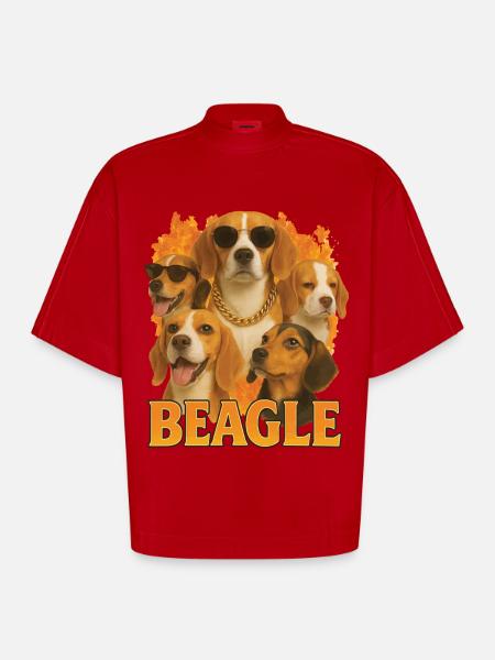 Beagle - Heavyweight Oversized Organic Boxy T-Shirt Made in EU - Rot