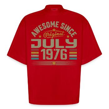 Baujahr Juli 1976 | Geschenk Juli 1976 - Heavyweight Oversized Organic Boxy T-Shirt Made in EU - Rot - Vorne