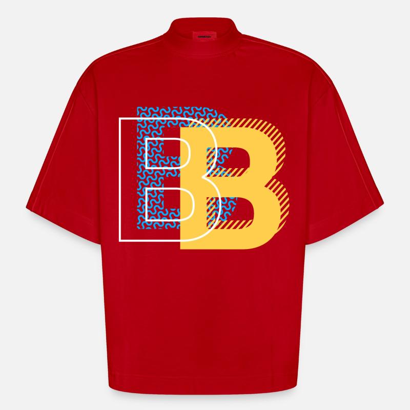 Anfangsbuchstabe B b - Heavyweight Oversized Organic Boxy T-Shirt Made in EU - Rot