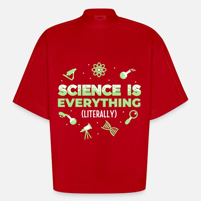 Science is Everything (Literally) - Heavyweight Oversized Organic Boxy T-Shirt Made in EU - red