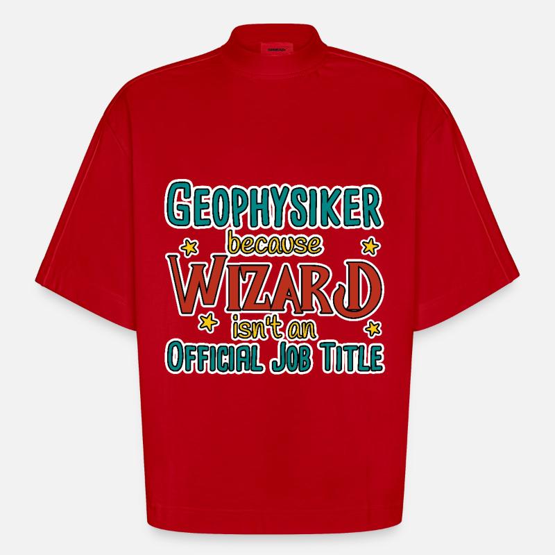 Geophysicist Wizard Geophysics - Heavyweight Oversized Organic Boxy T-Shirt Made in EU - red