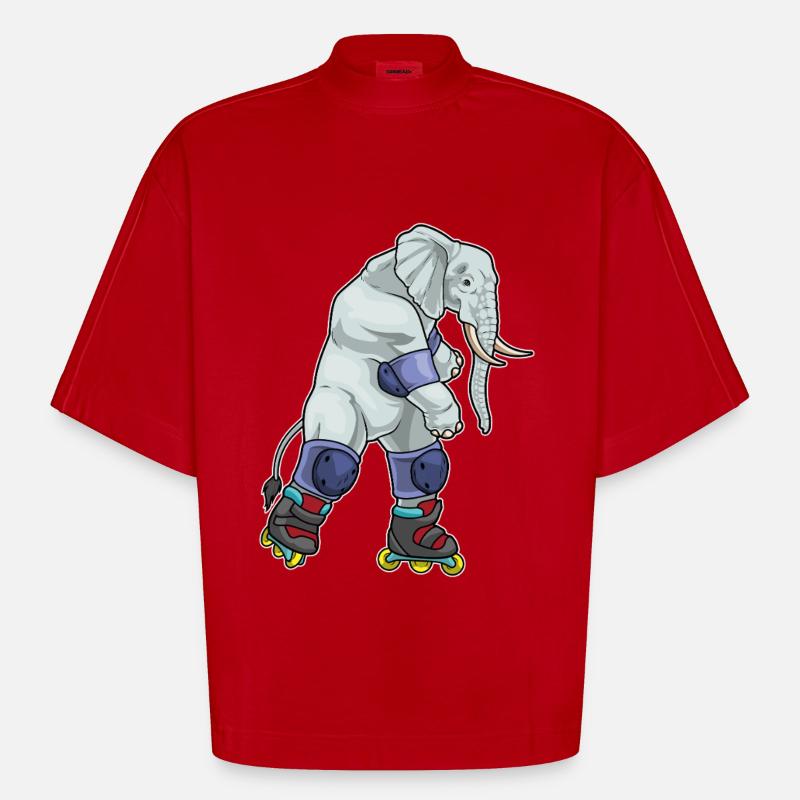 Elefant Inline skating Inline skates - Heavyweight Oversized Organic Boxy T-Shirt Made in EU - Rot