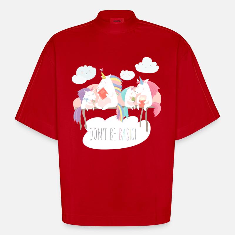Einhorn don't be basic statement - Heavyweight Oversized Organic Boxy T-Shirt Made in EU - Rot