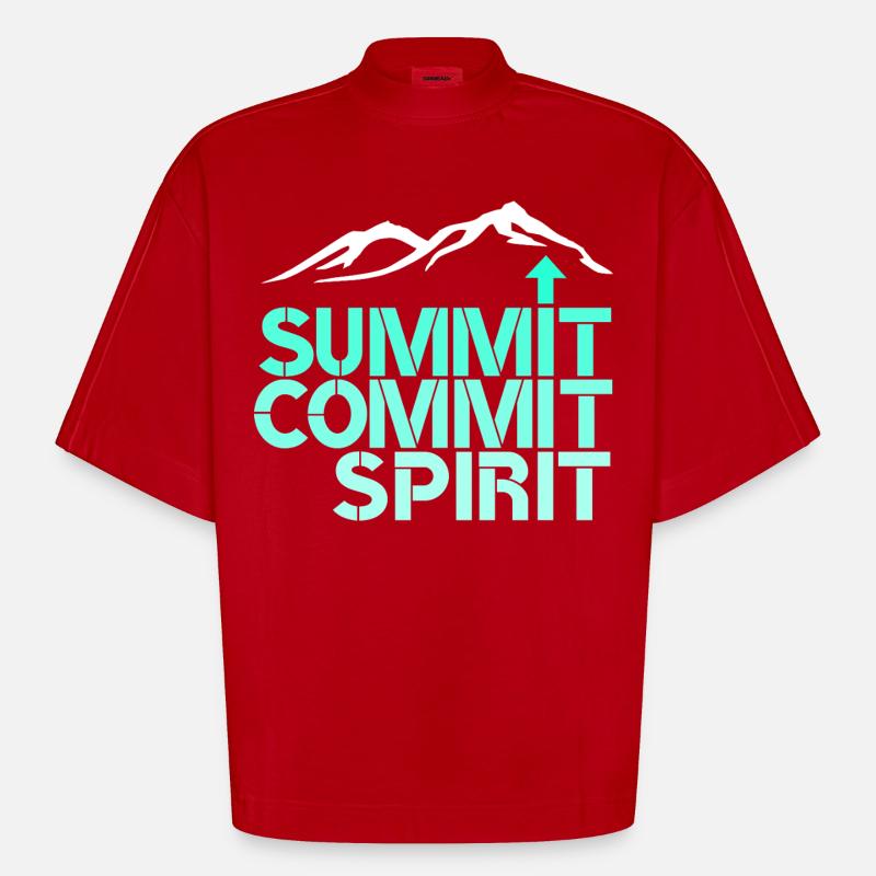 Spirit Commit Summit - Heavyweight Oversized Organic Boxy T-Shirt Made in EU - red