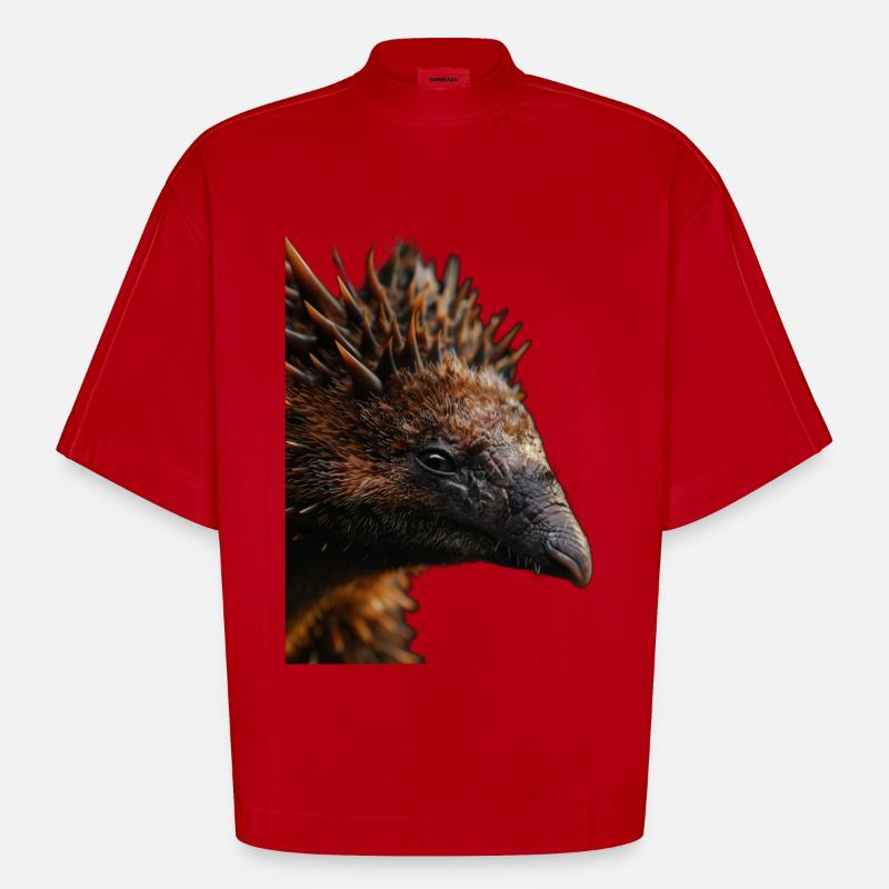 Échidné - T-shirt bio épais oversize Boxy fabriqué en UE - rouge