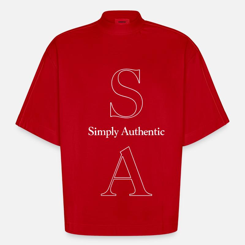 Simply Authentic Statement Spruch - Heavyweight Oversized Organic Boxy T-Shirt Made in EU - Rot