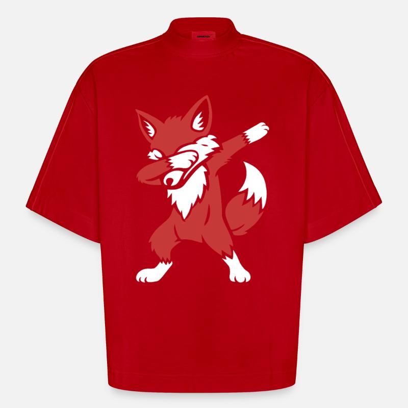 Dabbing Fuchs - Dab Dance - Geschenk - Heavyweight Oversized Organic Boxy T-Shirt Made in EU - Rot
