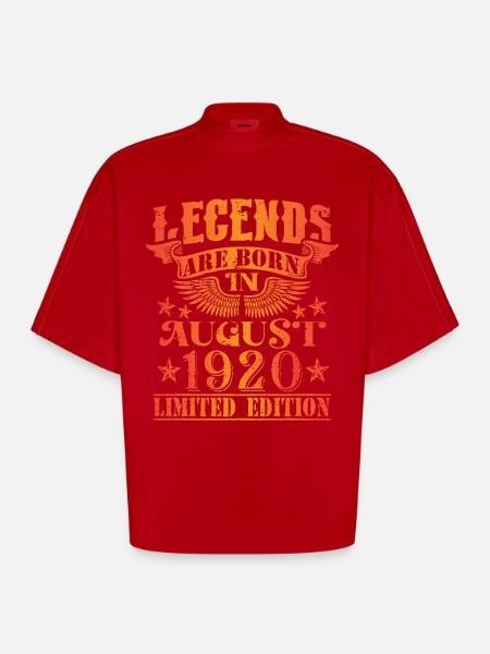 Birthday August 1920 Limited Edition Vintage - Heavyweight Oversized Organic Boxy T-Shirt Made in EU - red