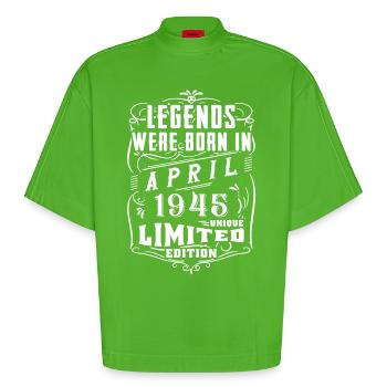 Anniversaire Avril 1945 Année Edition Limitée - T-shirt bio épais oversize Boxy fabriqué en UE - Apple Neon - Devant