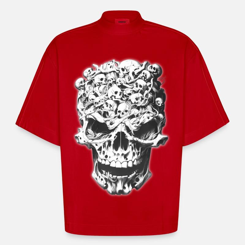 Schädel der Schädel - Heavyweight Oversized Organic Boxy T-Shirt Made in EU - Rot