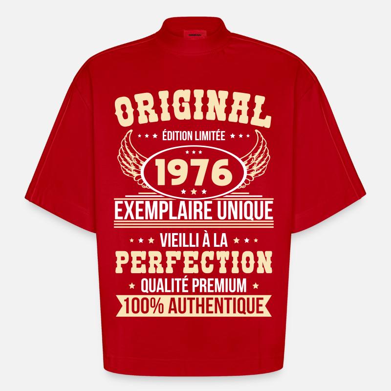 1976 – Unique example – Premium quality - Heavyweight Oversized Organic Boxy T-Shirt Made in EU - red