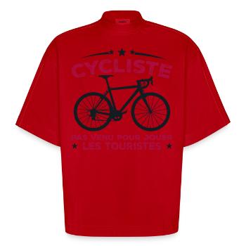Cycliste Cadeau Humour Personnalisé - T-shirt bio épais oversize Boxy fabriqué en UE - rouge - Devant