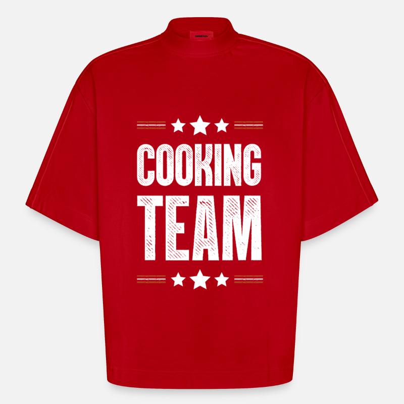 Équipe de cuisine - T-shirt bio épais oversize Boxy fabriqué en UE - rouge