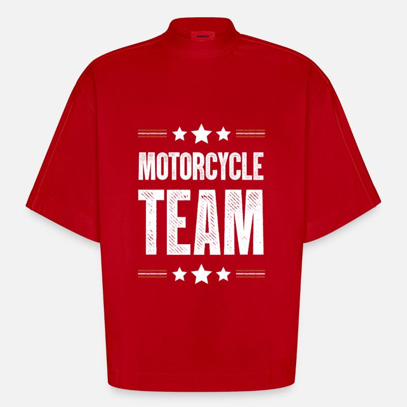 Équipe de motards - T-shirt bio épais oversize Boxy fabriqué en UE - rouge