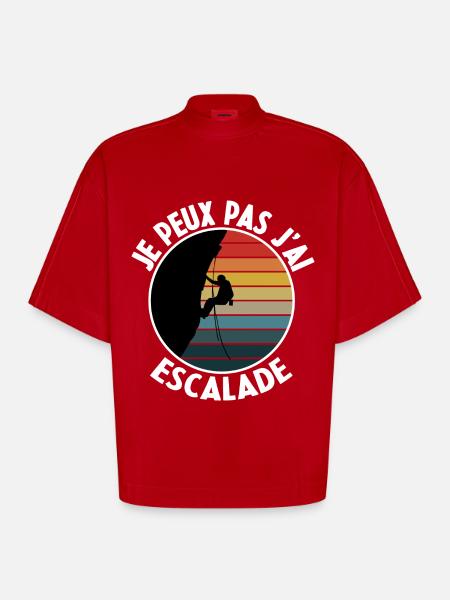j'peux pas j'ai escalade - T-shirt bio épais oversize Boxy fabriqué en UE - rouge